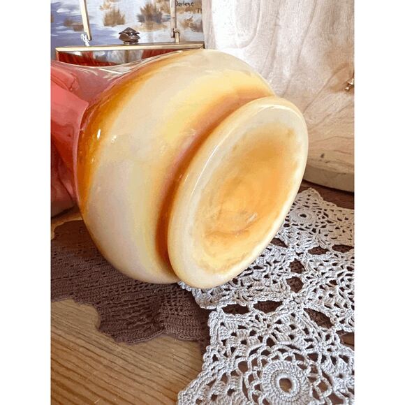 Vintage L.E. Smith Glass Bittersweet Orange Slag Glass Swung Vase – 21.5" Tall - Picture 2 of 7